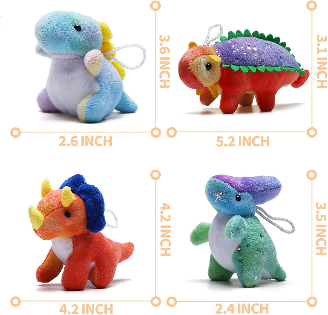 Juego de peluche de dinosaurio (paquete de 16), mini llavero de ani...