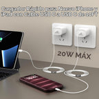 Cargador USB C de carga rápida para iPhone 18, 17, 16, 15 Pro, carga rápida, 20 W, 10 pies