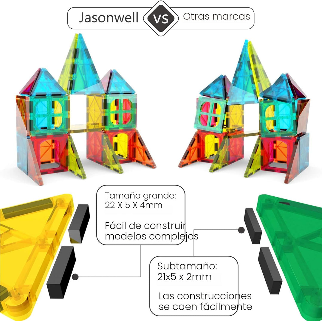 Jasonwell - Azulejos magnéticos, bloques magnéticos para niños 60 p...