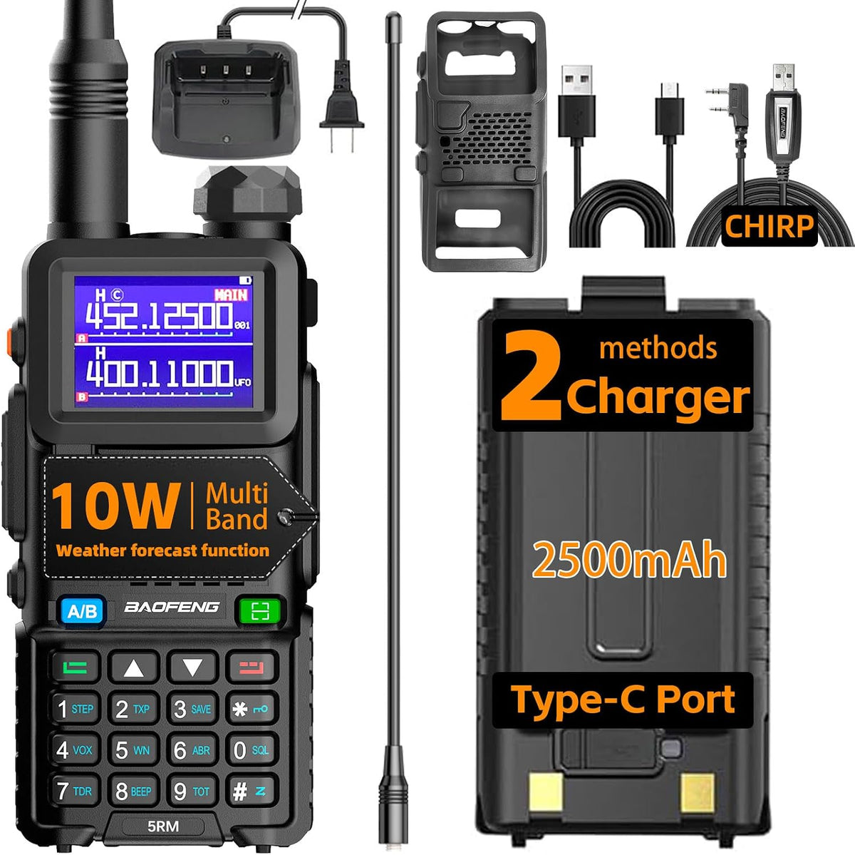 Baofeng Radio UV-5RM Radioaficionado de mano UV5R de largo alcance Walkie