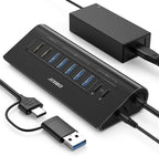 JESWO, hub USB de 9 puertos, alimentado, adaptador 20V/3.25A