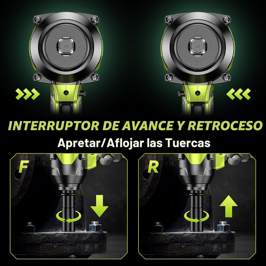 Llave de impacto inalámbrica de 1400 N.m (1032 pies-libras), pistol...