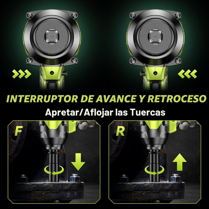 Llave de impacto inalámbrica de 1400 N.m (1032 pies-libras), pistol...