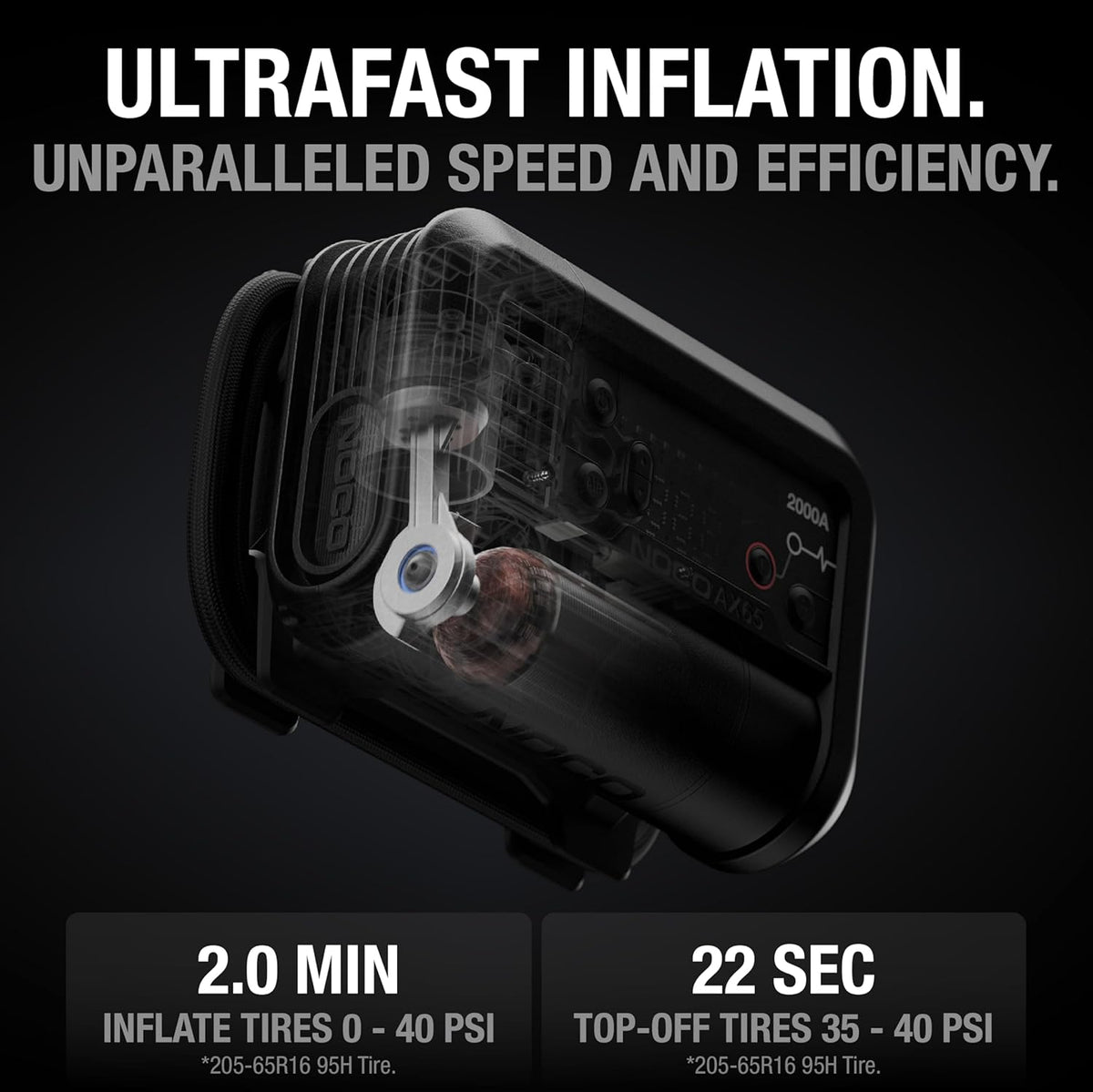 NOCO Boost Air AX65 2000A 12V Arrancador de Batería, Compresor de Aire e Inflador de Neumáticos