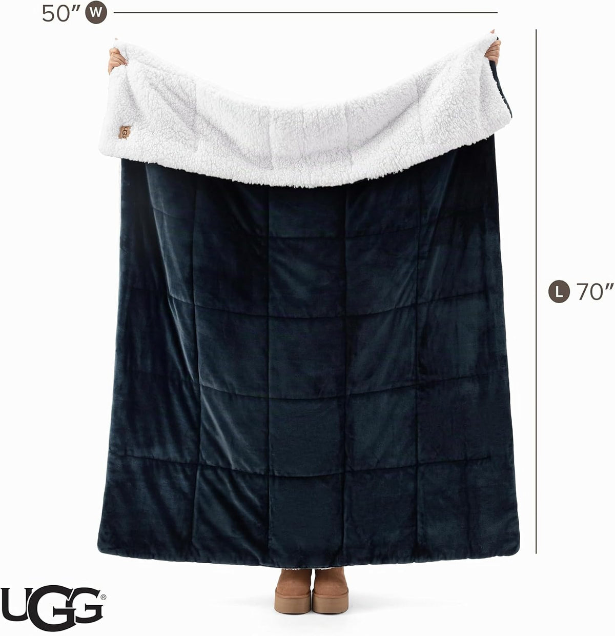 UGG Nita - Manta reversible de vellón de felpa, 50 x 70 pulgadas, color