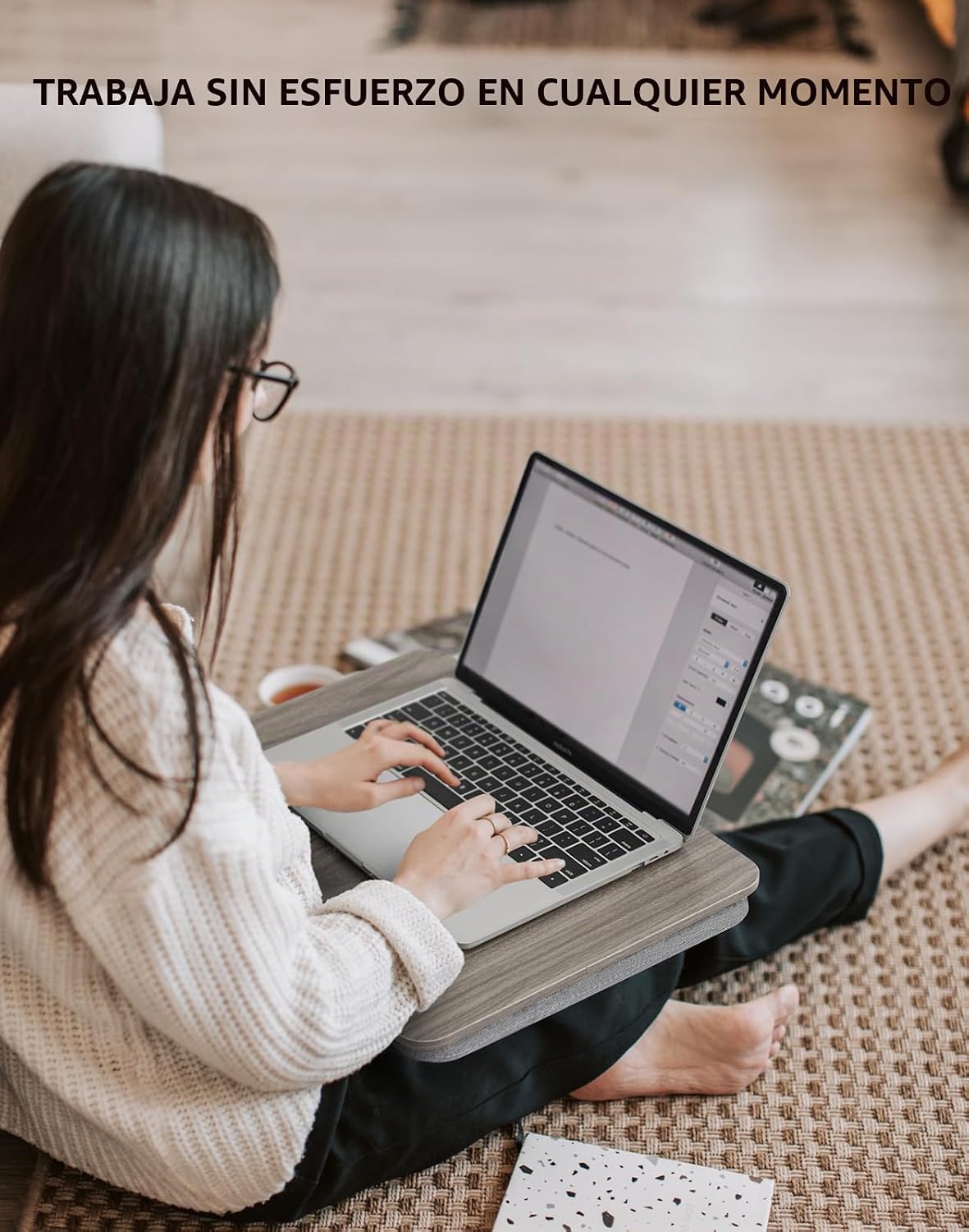 Escritorio portátil de regazo para laptop con cojín de almohada, se adapta a portátiles de hasta 15.6 pulgadas, soporte de regazo para cama, sofá y alfombra, soporte para tableta de libros