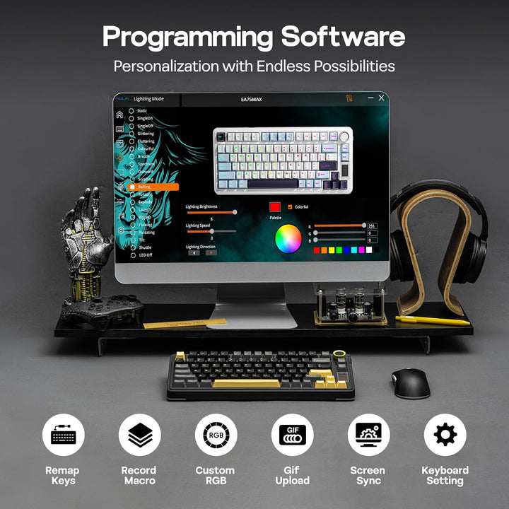 EPOMAKER X Aula EA75 MAX Wireless Gaming Keyboard with Screen &amp;...
