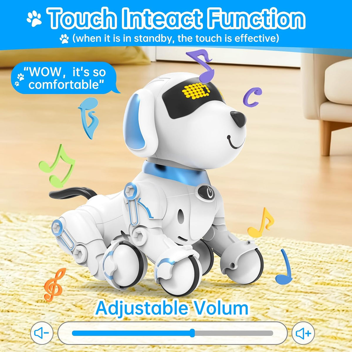 Dwi Dowellin Perro Robot para Niños de 8-12, Perros Robóticos Inteligentes con Control Remoto Mascota Cachorro Juguete Robótico, Juguetes Interactivos de Tocar Caminar y Hablar para Niños y Niñas