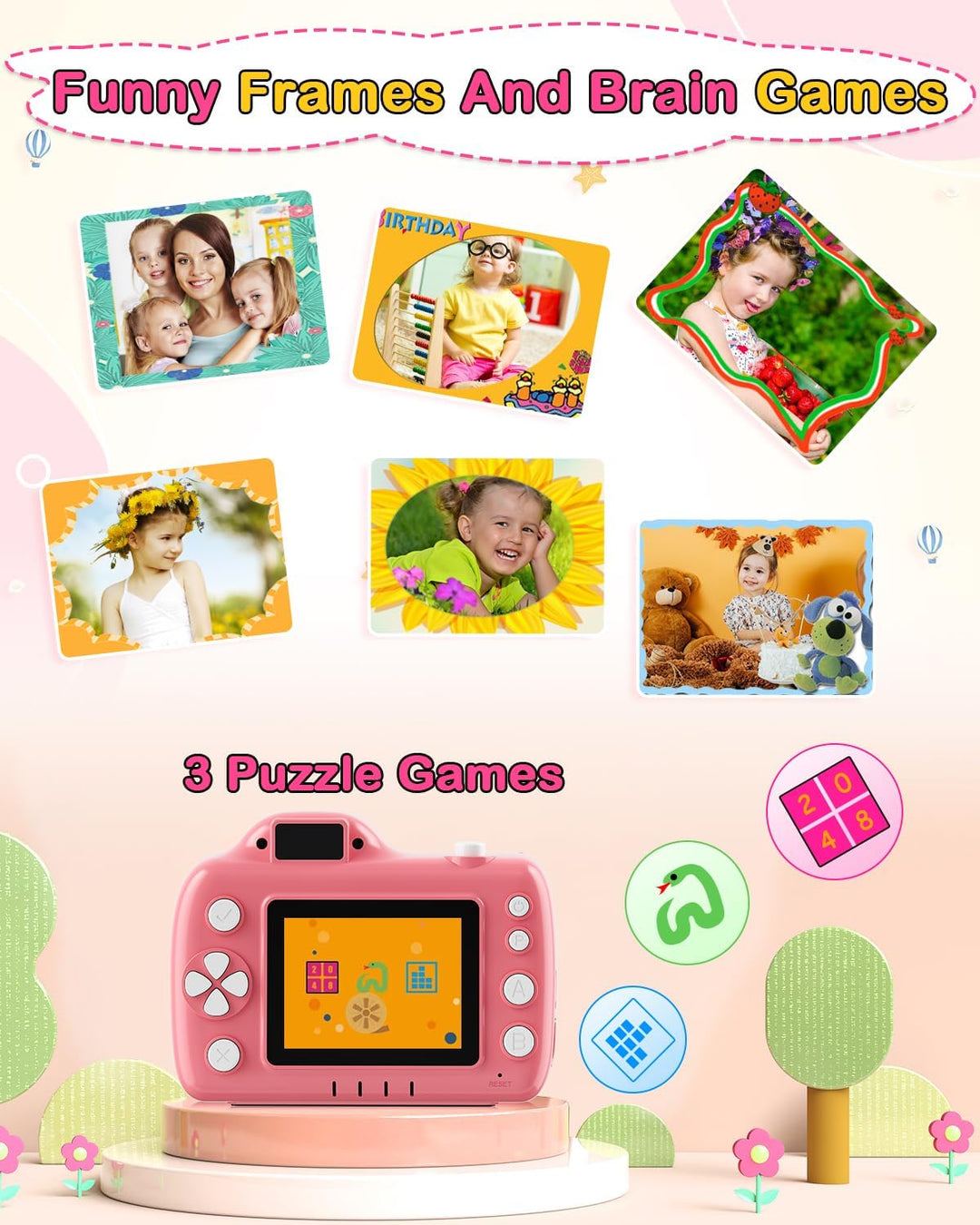 Cámara para niños con proyector: regalo perfecto para cumpleaños, N...