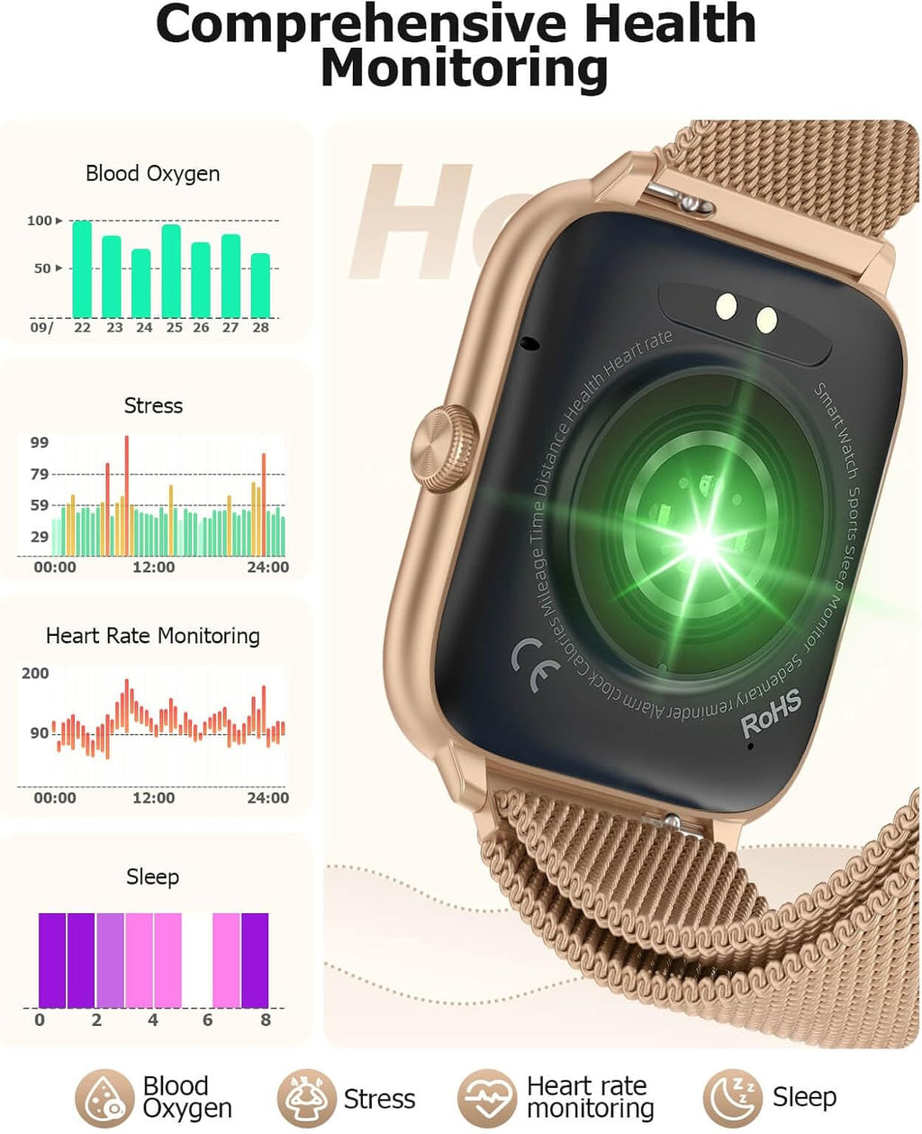 Reloj Inteligente de Lujo para Mujer, 2.06" HD AMOLED AOD Llamadas Bluetooth