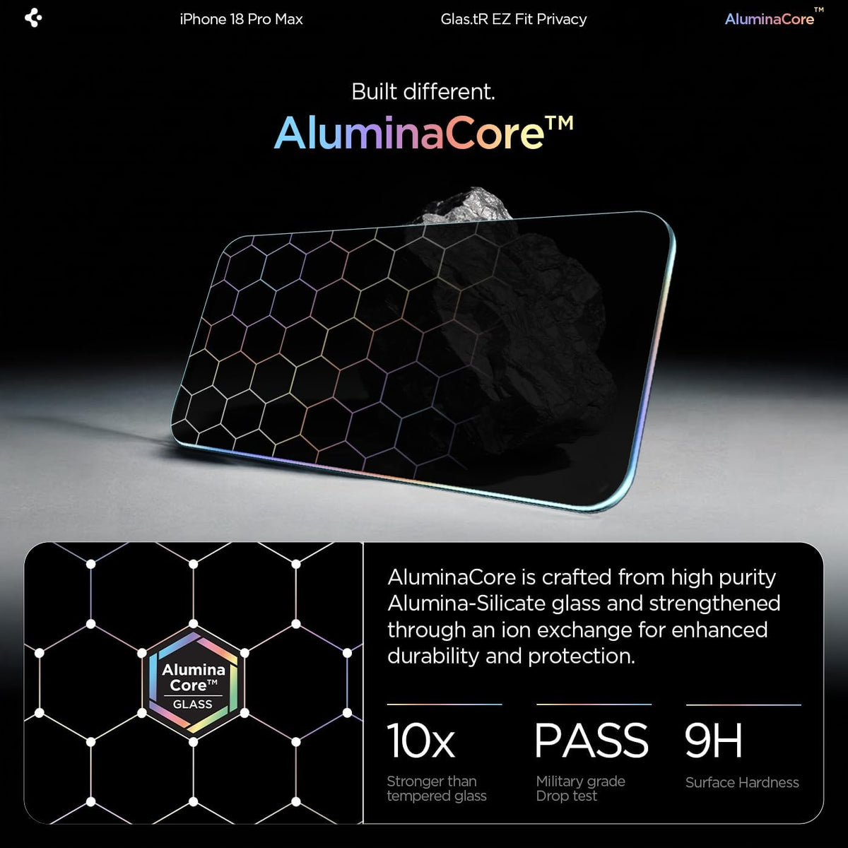 Spigen Filtro de privacidad Protector de pantalla de vidrio templado para