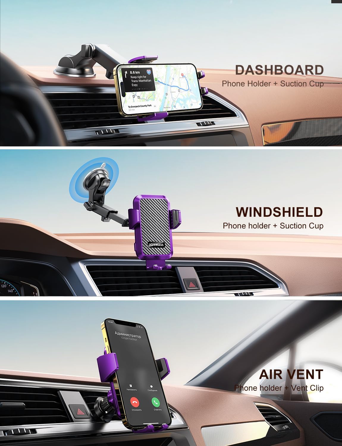 JOYMASS Cargador inalámbrico de coche, soportes de teléfono para tu automóvil, soporte de teléfono de sujeción automática de 15 W, accesorios de automóvil para iPhone 16 15 14 13 12 Mini Pro Max