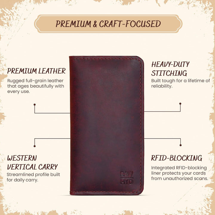 RAW HYD - Cartera larga de cuero para hombres | Funda de chequera d...