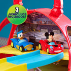 Disney Junior Mickey Mouse Stow 'n Go Garage Figura y juego de vehículo