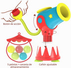 Yookidoo Juguetes de baño para niños pequeños (de 4 a 8 años) – Lanzador de bolas de cañón de agua – Ventosas para cualquier bañera o ducha – Incluye 5 bolas y aro para disparar – ¡Convierte la hora