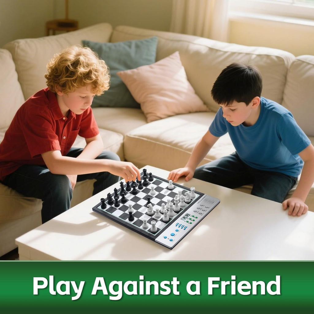 Tablero de ajedrez electrónico avanzado, juego de ajedrez inteligente para computadora, aprendizaje de entrenador de voz AI para niños, ELO 2200+ para mejorar jugadores, piezas grandes magnéticas y tablero perfecto para adultos, pantalla LCD (plateado)