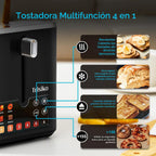Smart Touch Screen - Tostadora de 2 rebanadas, ranura ancha, color negro