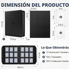 Carpeta Top Loader 9 Bolsillos, Capacidad para 360 Toploaders, 100 Toploaders INCLUIDOS