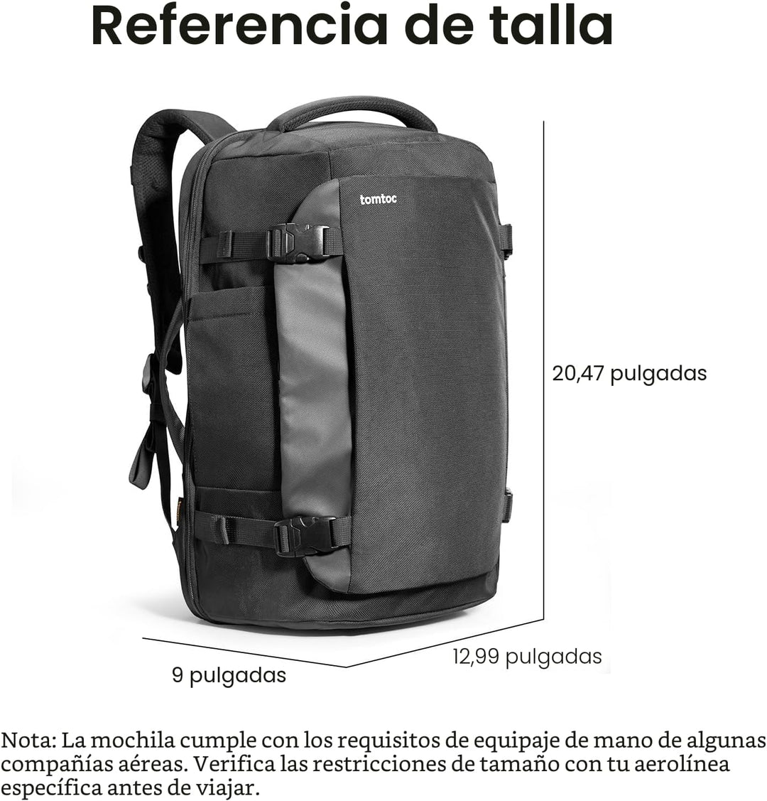 Mochila de viaje tomtoc, equipaje de mano aprobado para vuelos y co...