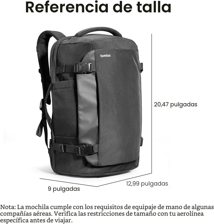 Mochila de viaje tomtoc, equipaje de mano aprobado para vuelos y co...