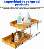 DINDON Organizador de armario extraíble de 2 niveles (11 pulgadas de ancho x 21 pulgadas de profundidad) con cajón deslizante de madera de doble capa para almacenamiento y organización debajo del