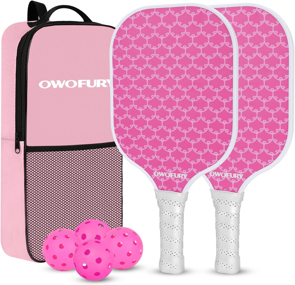 Set de 2 Paletas de Pickleball Ligero con Núcleo de Panal Rosa Control