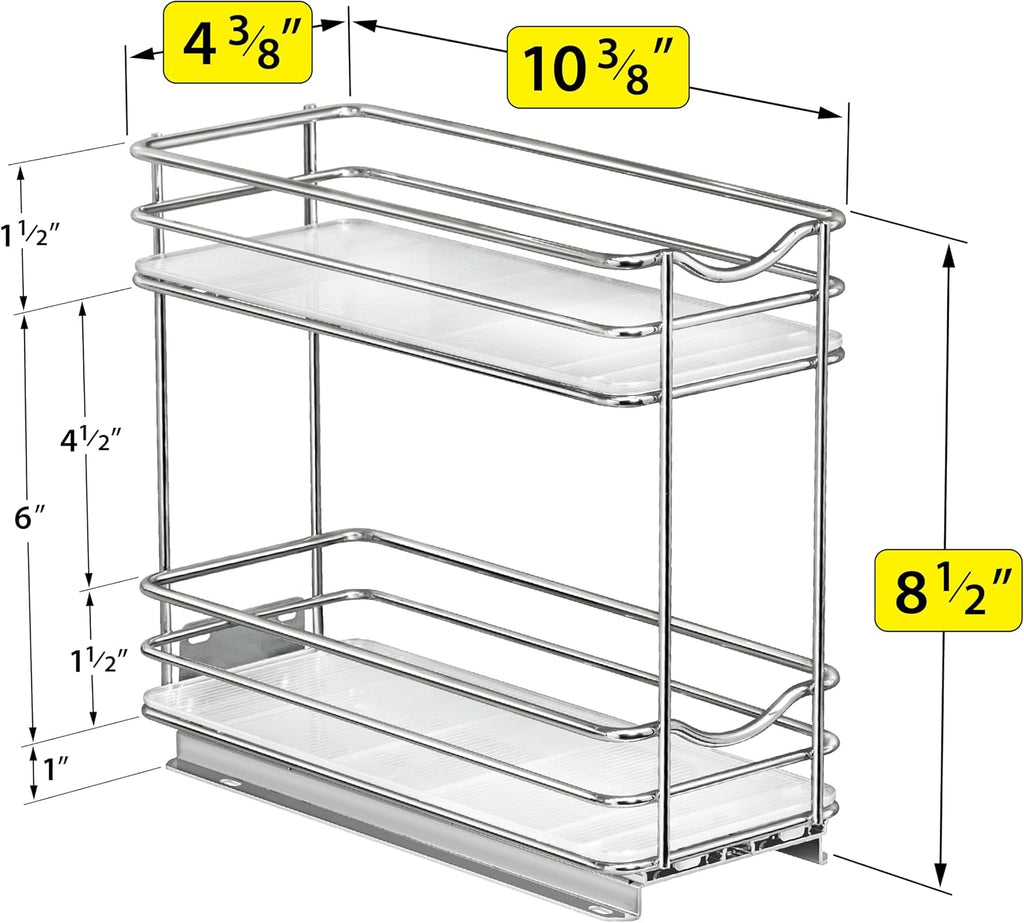LYNK PROFESSIONAL® Organizador de especias extraíble para gabinetes, 4-3/8 pulgadas de ancho, estante de especias para armarios interiores, organizador de especias deslizante para gabinete, estante de