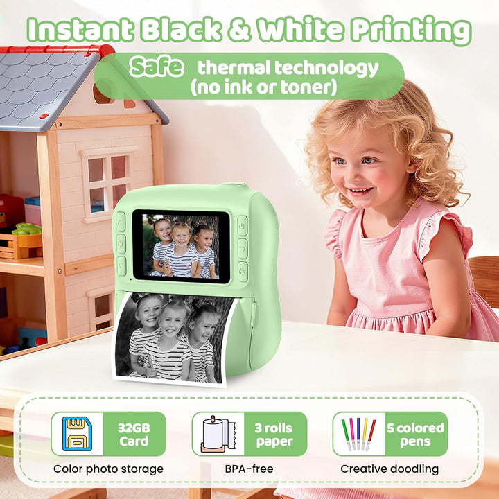 Cámara de impresión instantánea para niños, regalos de Navidad y cu...