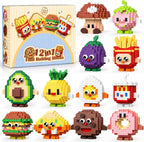 HIGH GODO Paquete de 12 juegos de construcción de recuerdos de fiesta de alimentos, mini juegos de bloques de construcción de alimentos, bolsas de regalo, estilo caja ciega para aula, juguetes de premios pequeños, regalos para adultos y adolescentes a