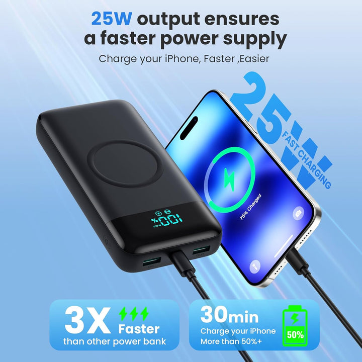 Cargador portátil inalámbrico de 40800 mAh con 3 cables integrados,...