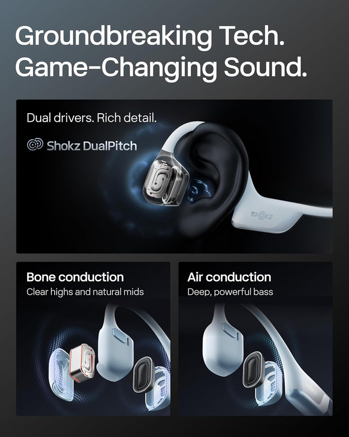 SHOKZ OpenRun Pro - Auriculares de conducción de 2 huesos, auricula...