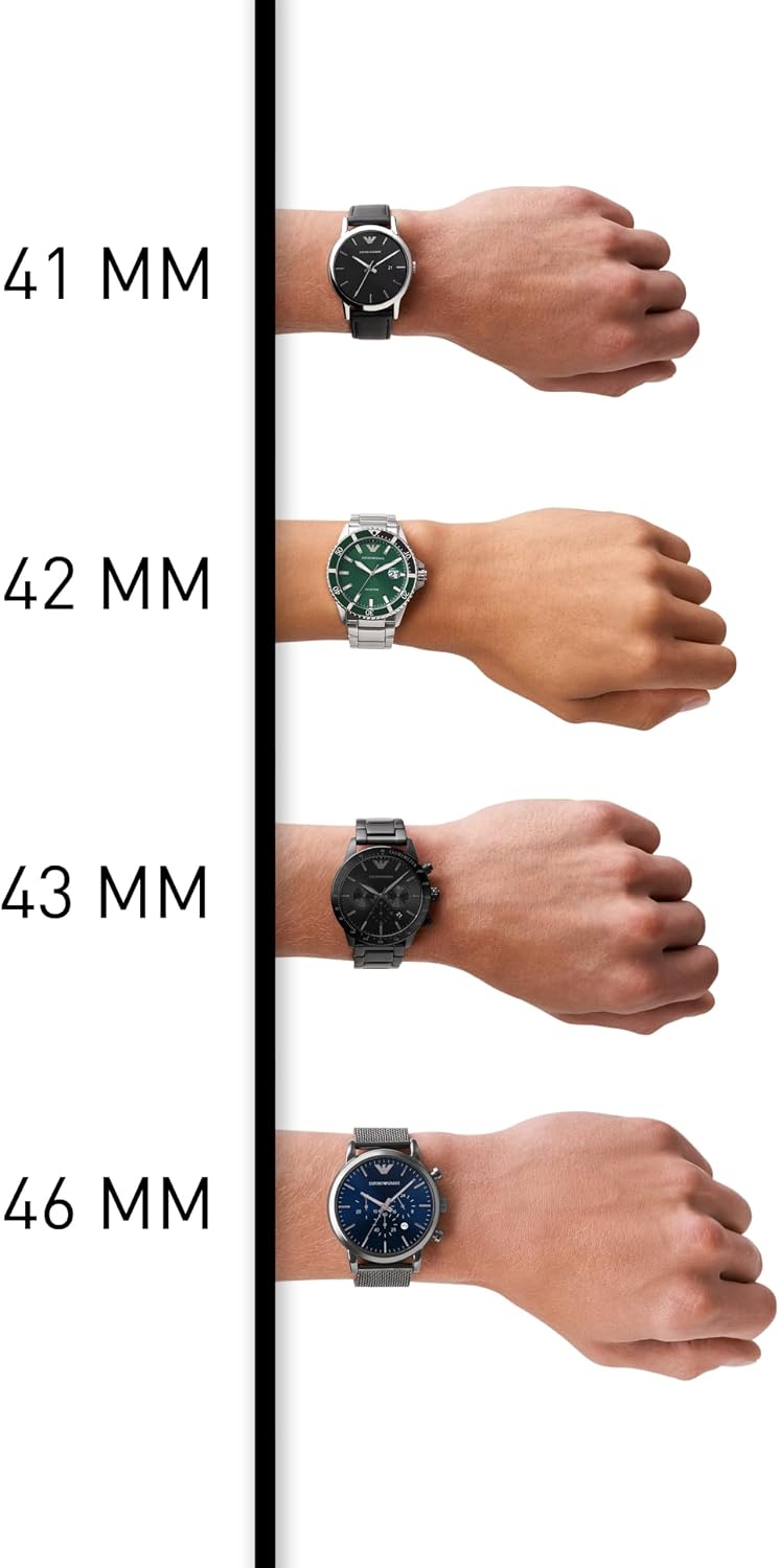 Emporio Armani Reloj para hombres de 3 manecillas o cronógrafo con correa de acero inoxidable; reloj de vestir para hombres