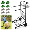 Carrito de bolsa de basura mejorado con cesta de almacenamiento y mango ergonómico, soporte ajustable para bolsas de hojas para exteriores de 30 a 45 galones de capacidad, ideal para limpieza de