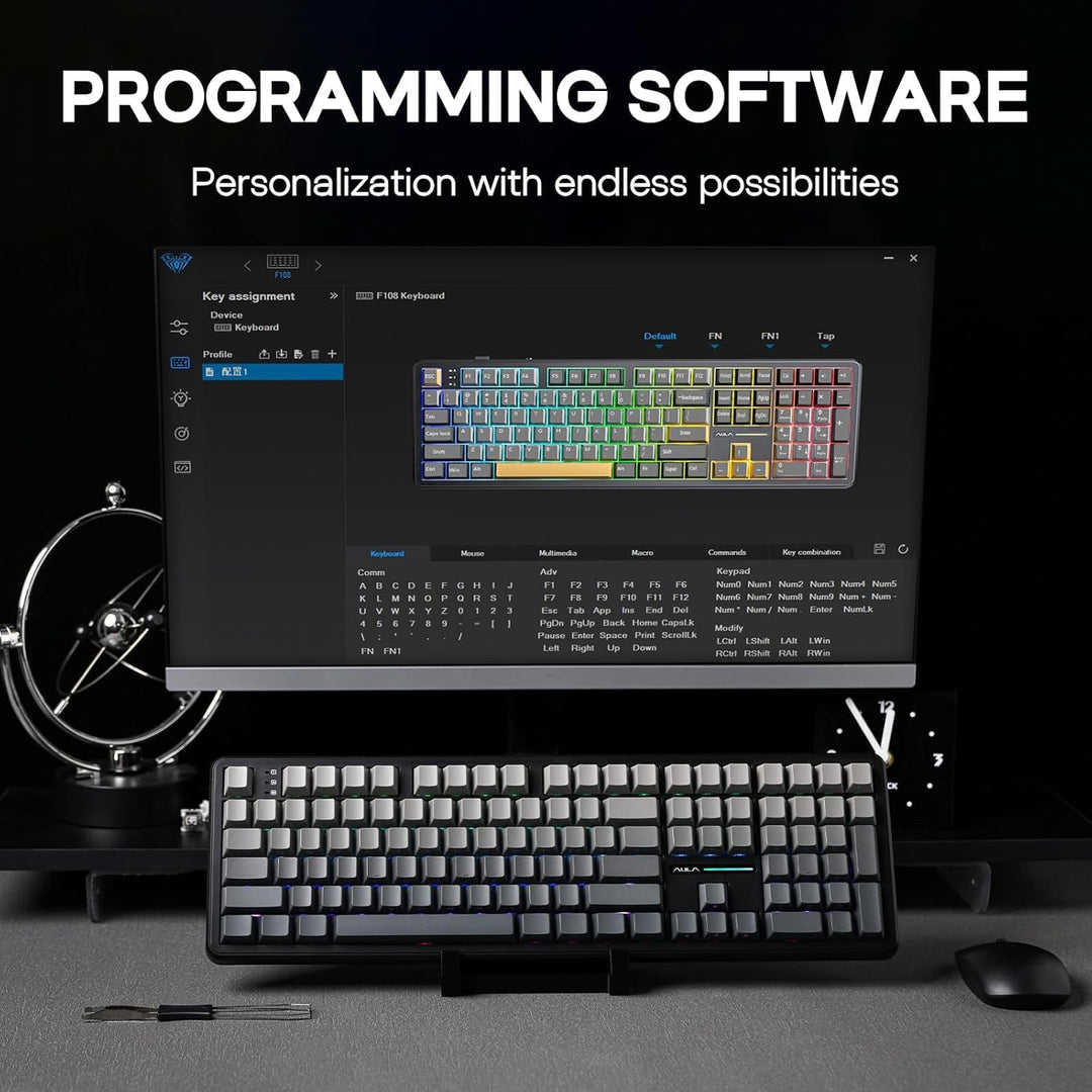 EPOMAKER Aula F108 - Teclado inalámbrico para juegos, teclado mecán...