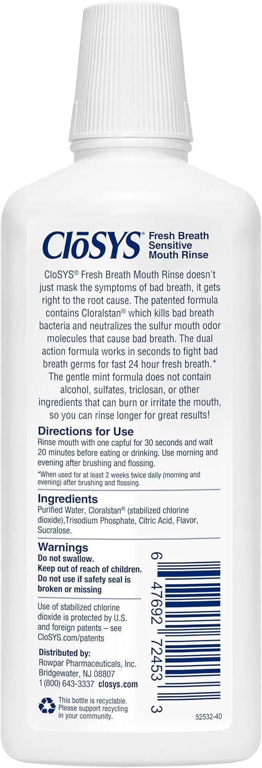 Enjuague bucal CloSYS, 32 onzas, enjuague bucal para aliento fresco...