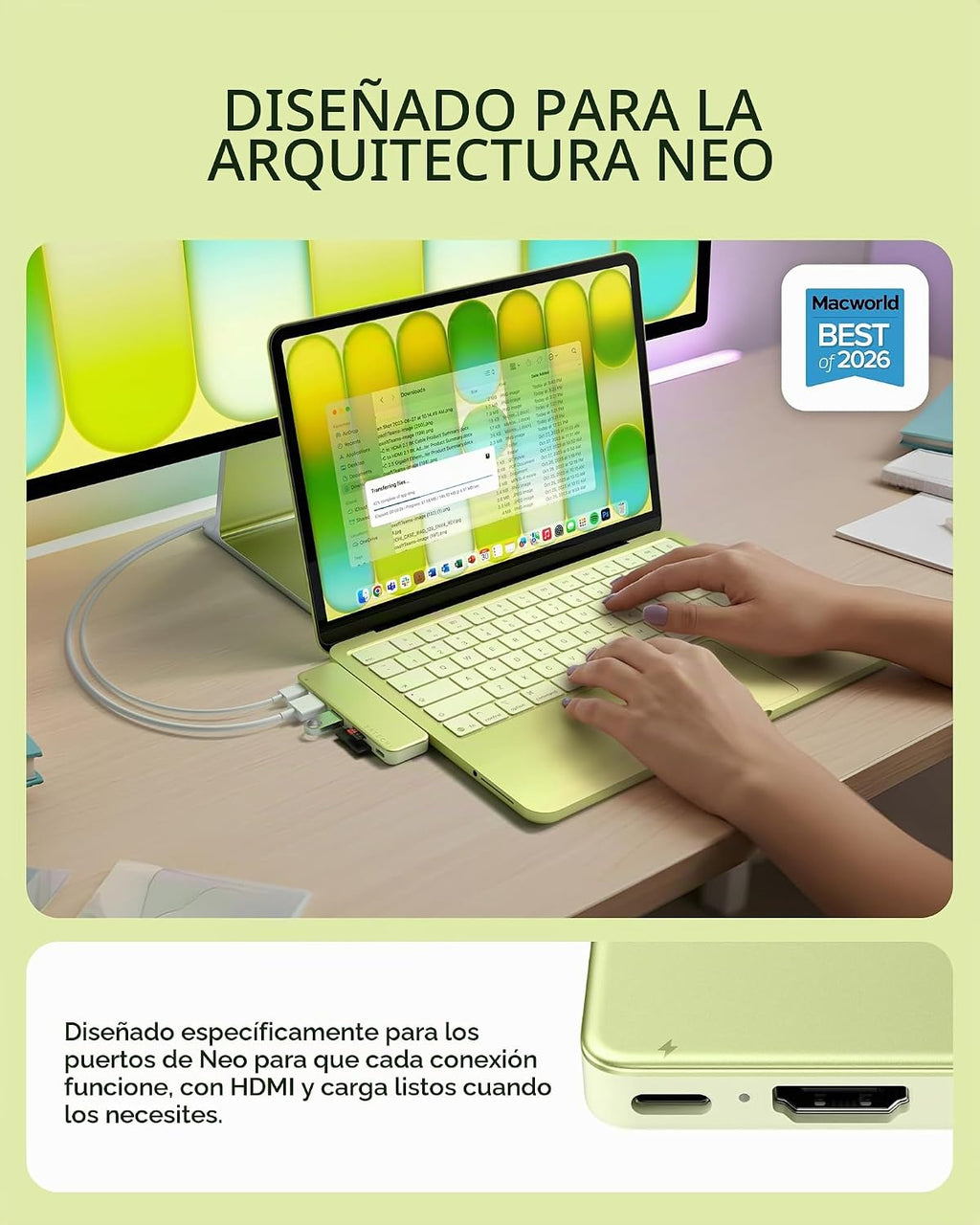 Satechi Concentrador a presión USB-C 6 en 2, HDMI 4K/60Hz, para MacBook Neo