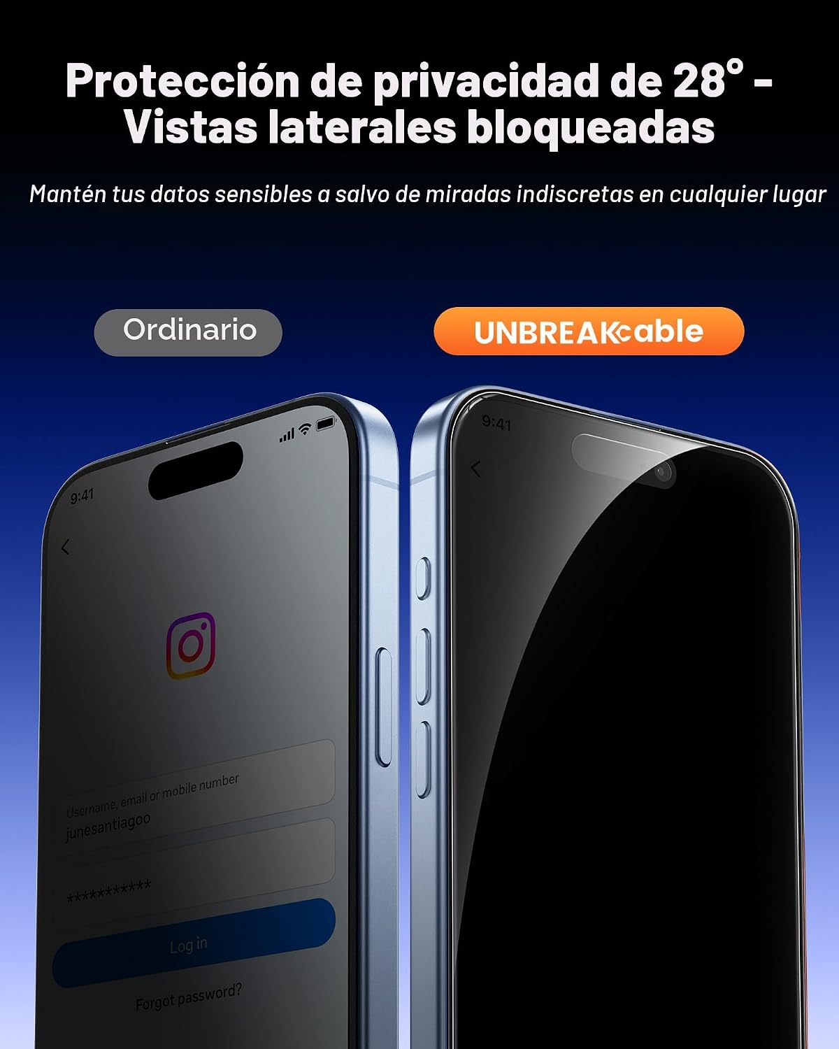 UNBREAKcable Protectores de Pantalla con Privacidad para iPhone 17, Pack de 2