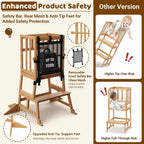 COSYLAND Taburete de cocina para niños pequeños, 1.5-3 años, natural
