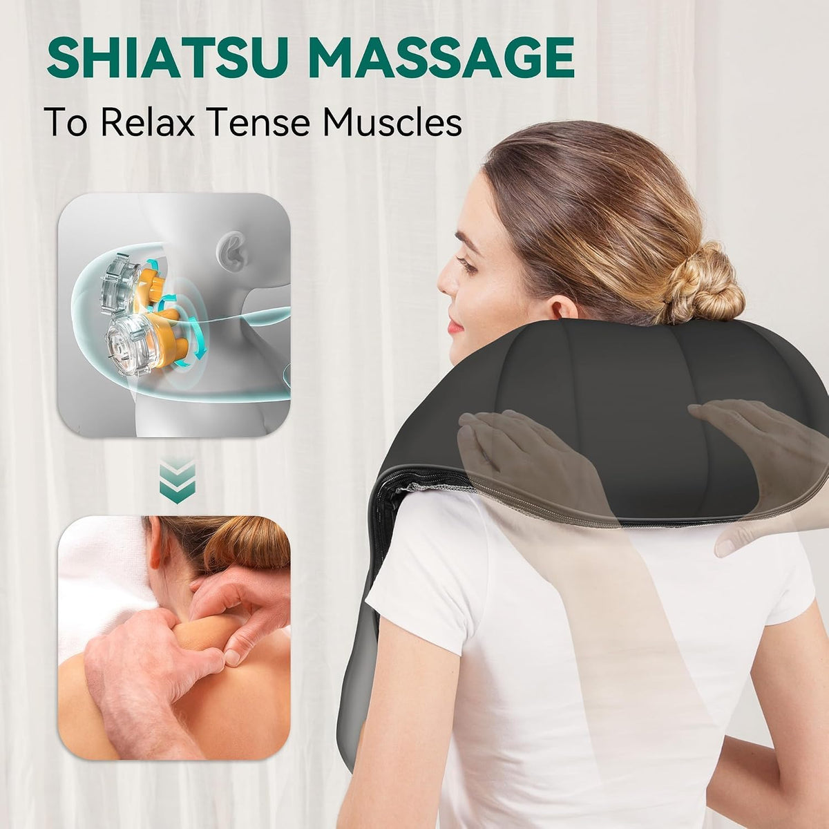 Snailax Masajeador de cuello y hombros Shiatsu inalámbrico con calor