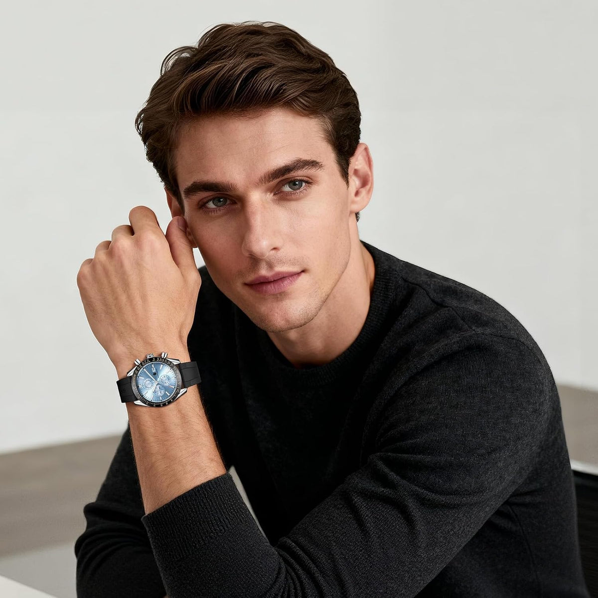BENYAR Relojes para hombre, reloj de pulsera analógico con movimiento de cuarzo, correa de cuero/acero inoxidable/silicona, reloj de vestir casual para deportes de negocios, resistente al agua