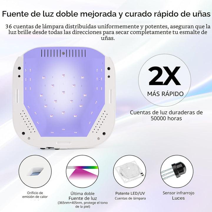 Lavinda Lámpara de uñas LED UV, lámpara de uñas inalámbrica de 54 W...
