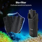 Filtro Interno Silencioso para Acuario, Filtro de Cascada de Bajo Nivel de 3 Etapas de Bio-Filtración de Potencia Pequeña con Rejilla Protectora para Filtración de Tanque de Peces, Tortugas y