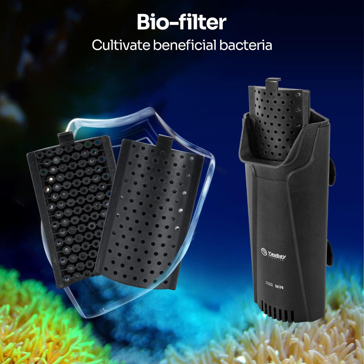 Filtro Interno Silencioso para Acuario, Filtro de Cascada de Bajo Nivel de 3 Etapas de Bio-Filtración de Potencia Pequeña con Rejilla Protectora para Filtración de Tanque de Peces, Tortugas y