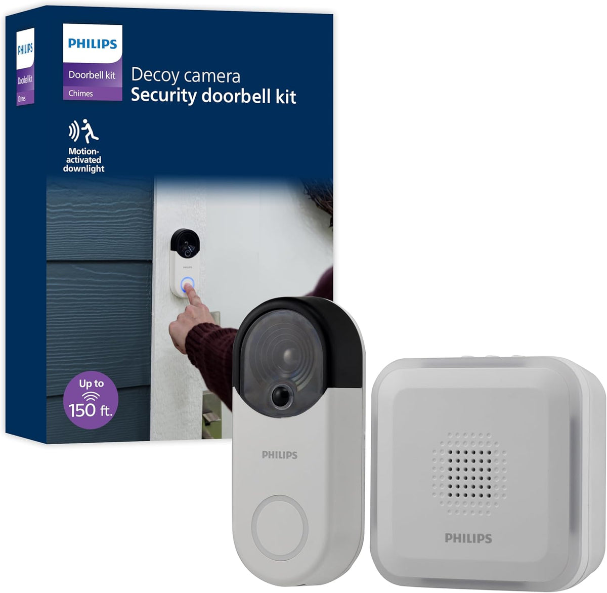 Kit de Timbre de Seguridad Inalámbrico PHILIPS, Timbre Señuelo con Cámara de Puerta