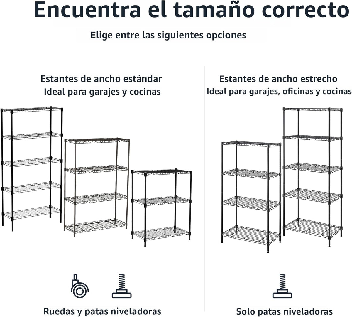 Amazon Basics 3-estante ajustable, unidad de almacenamiento de alta resistencia (capacidad de carga de 250 lbs por estante), rack de alambre organizador de acero, negro (23.3L x 13.4W x 30H)