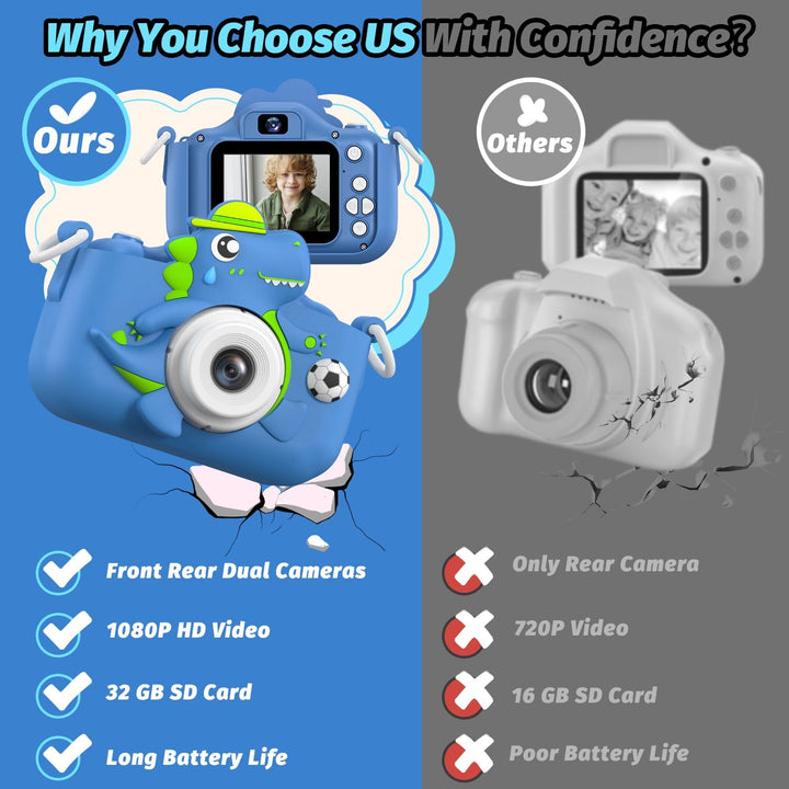 Cámara de dinosaurio para niños y niñas, cámara digital para selfie...