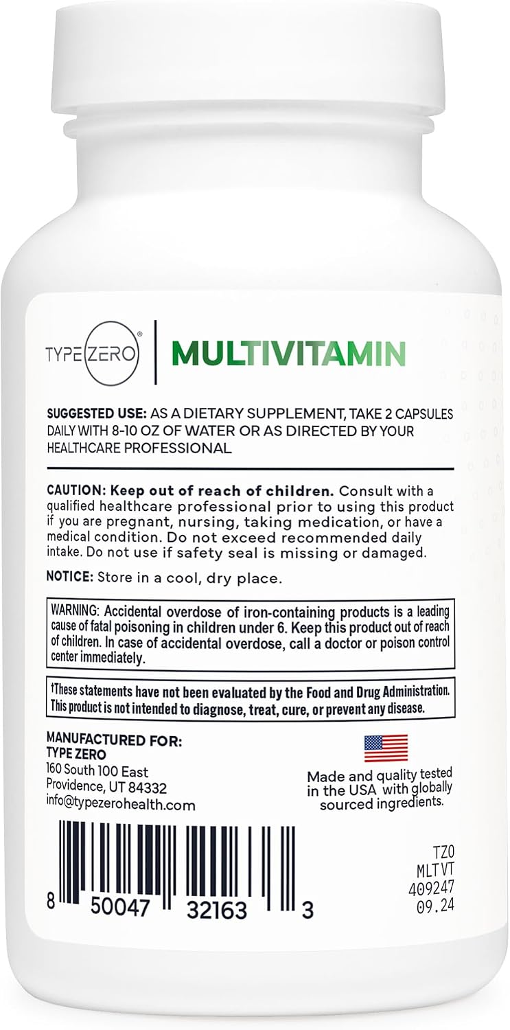 Type Zero Cápsulas multivitamínicas (120 cápsulas) (1300 mg) - con...