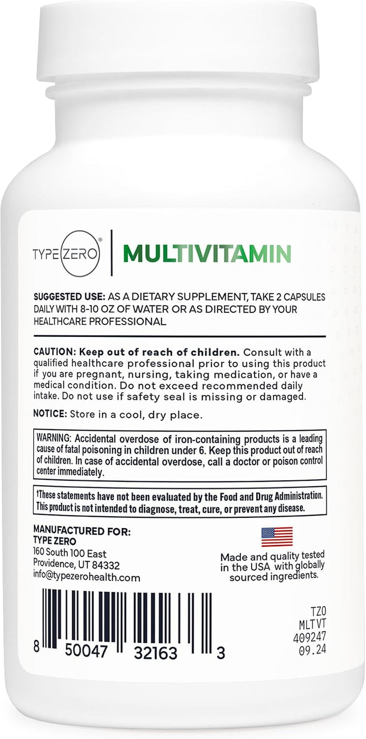 Type Zero Cápsulas multivitamínicas (120 cápsulas) (1300 mg) - con...