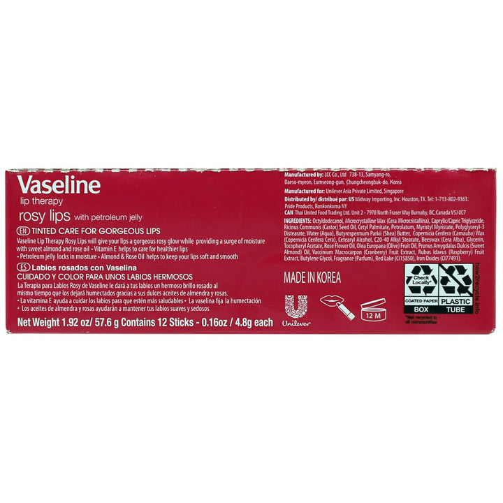 Vaseline Lip Rosy, nutrición de acción rápida, ideal para labios ag...