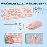 Combo de teclado y mouse inalámbricos, teclado ergonómico silencios...
